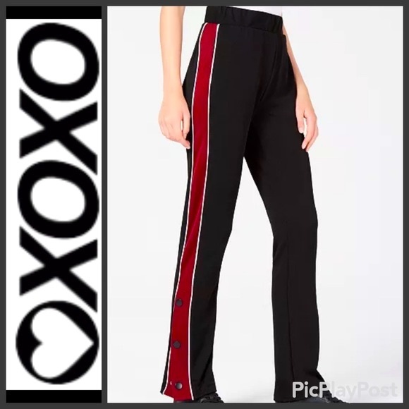 XOXO BLACK Snap-Side Drip Track Pants MAROON WINE White NWT S Caj to Dressy Y2K - Picture 3 of 11